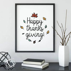 Happy Thanksgiving Poster, Autumn Colors Home Decor